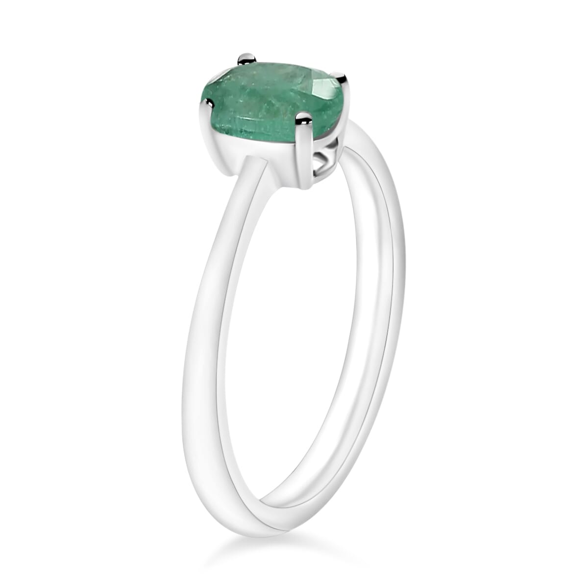 D'Joy Kagem Zambian Emerald 0.85 ctw Solitaire Ring in Platinum Over Sterling Silver (Size 6.0)  image number 2