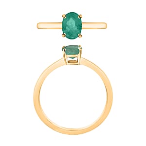 D'Joy Kagem Zambian Emerald Solitaire Ring in Vermeil Yellow Gold Over Sterling Silver (Size 6.5) 0.85 ctw