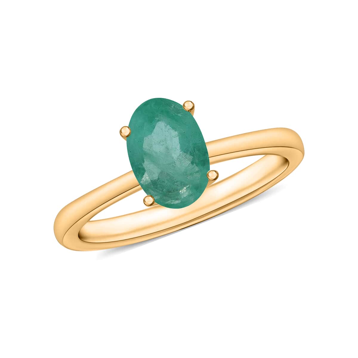 Kagem Zambian Emerald Solitaire Ring in Vermeil Yellow Gold Over Sterling Silver (Size 7.0) 0.85 ctw image number 0