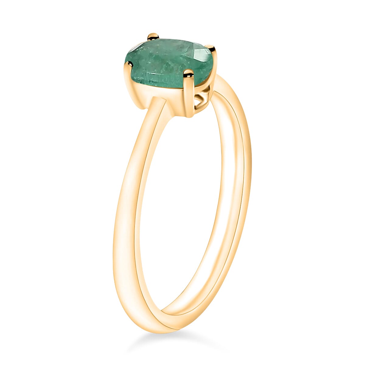 D'Joy Kagem Zambian Emerald Solitaire Ring in Vermeil Yellow Gold Over Sterling Silver (Size 9.0) 0.85 ctw