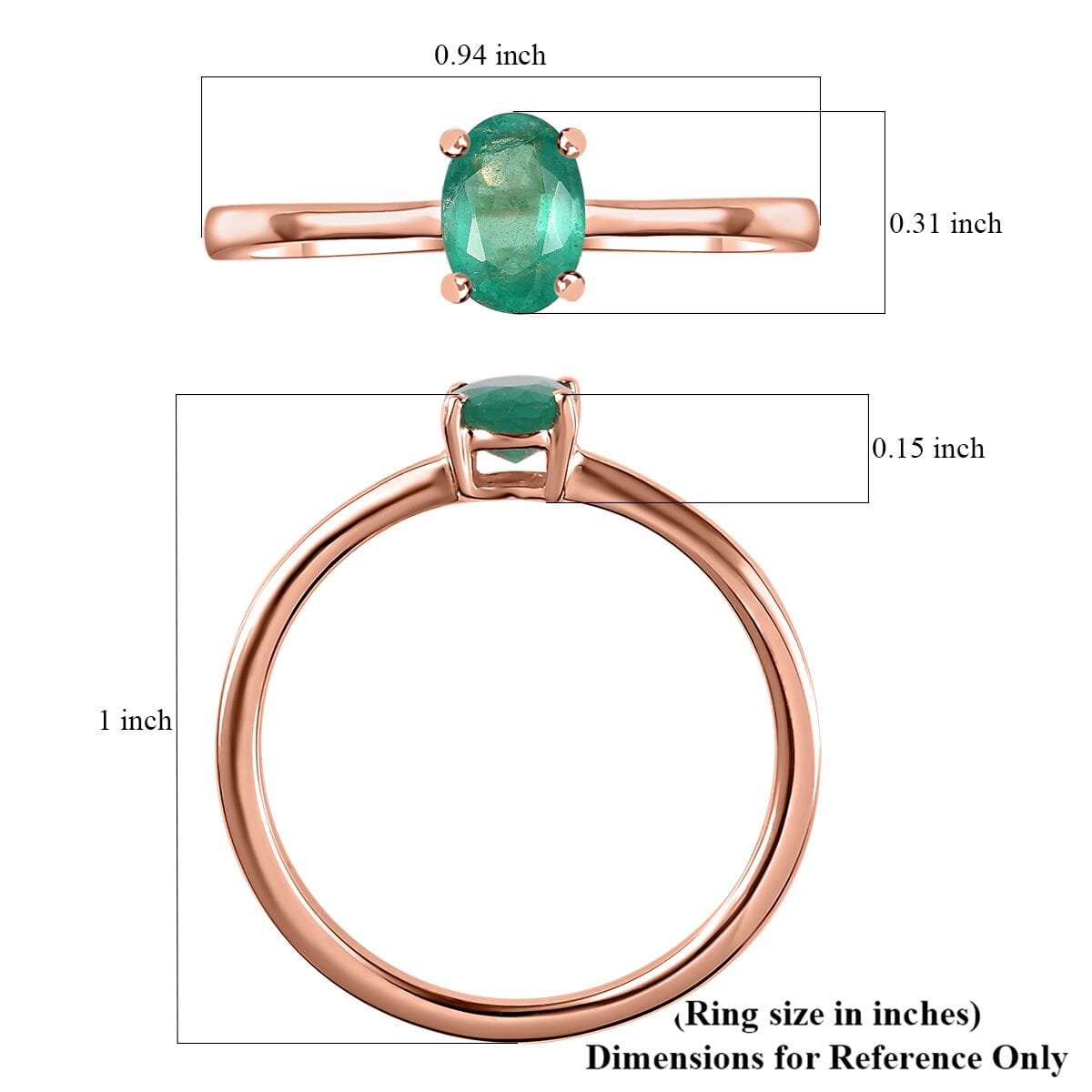 Kagem Zambian Emerald Solitaire Ring in Vermeil Rose Gold Over Sterling Silver (Size 9.0) 0.85 ctw image number 5