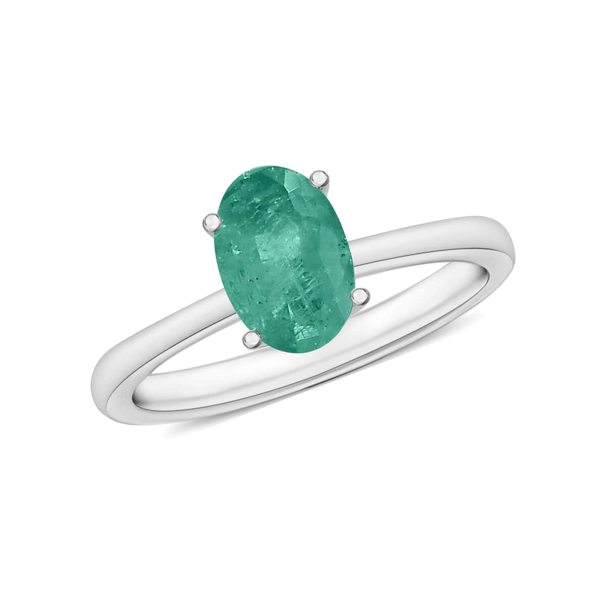 Premium Kagem Zambian Emerald 0.80 ctw Solitaire Ring in 14K White Gold (Size 4.0) 4 Grams image number 0