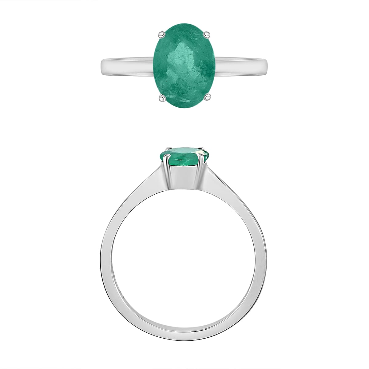 D'Joy Kagem Zambian Emerald 1.20 ctw Solitaire Ring in Platinum Over Sterling Silver (Size 5.0) image number 3