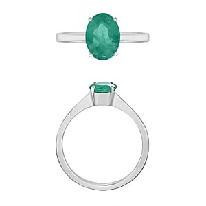 D'Joy Kagem Zambian Emerald 1.20 ctw Solitaire Ring in Platinum Over Sterling Silver (Size 5.0)