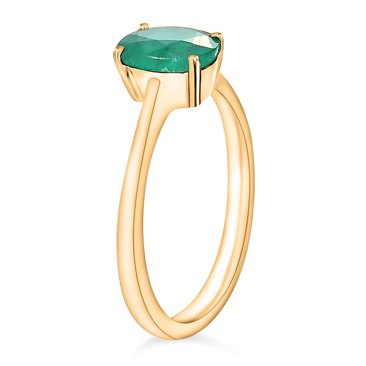 Kagem Zambian Emerald 1.20 ctw Solitaire Ring in Vermeil Yellow Gold Over Sterling Silver (Size 6.0) (Del. in 10-12 Days) image number 2