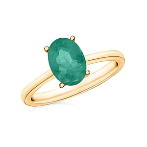 D'Joy Kagem Zambian Emerald 1.20 ctw Solitaire Ring in Vermeil Yellow Gold Over Sterling Silver (Size 9.0)