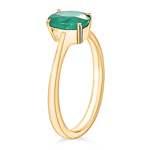 D'Joy Kagem Zambian Emerald 1.20 ctw Solitaire Ring in Vermeil Yellow Gold Over Sterling Silver (Size 9.0)
