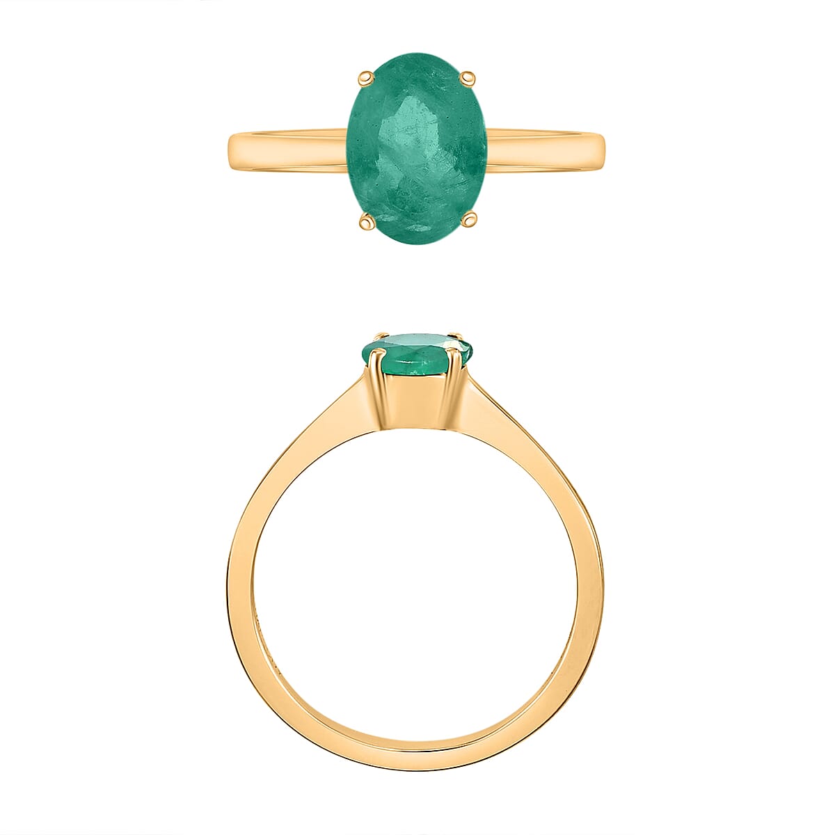 D'Joy Kagem Zambian Emerald 1.20 ctw Solitaire Ring in Vermeil Yellow Gold Over Sterling Silver (Size 9.0) image number 3