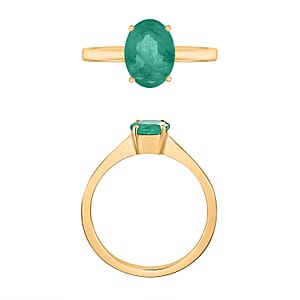 D'Joy Kagem Zambian Emerald 1.20 ctw Solitaire Ring in Vermeil Yellow Gold Over Sterling Silver (Size 9.0)