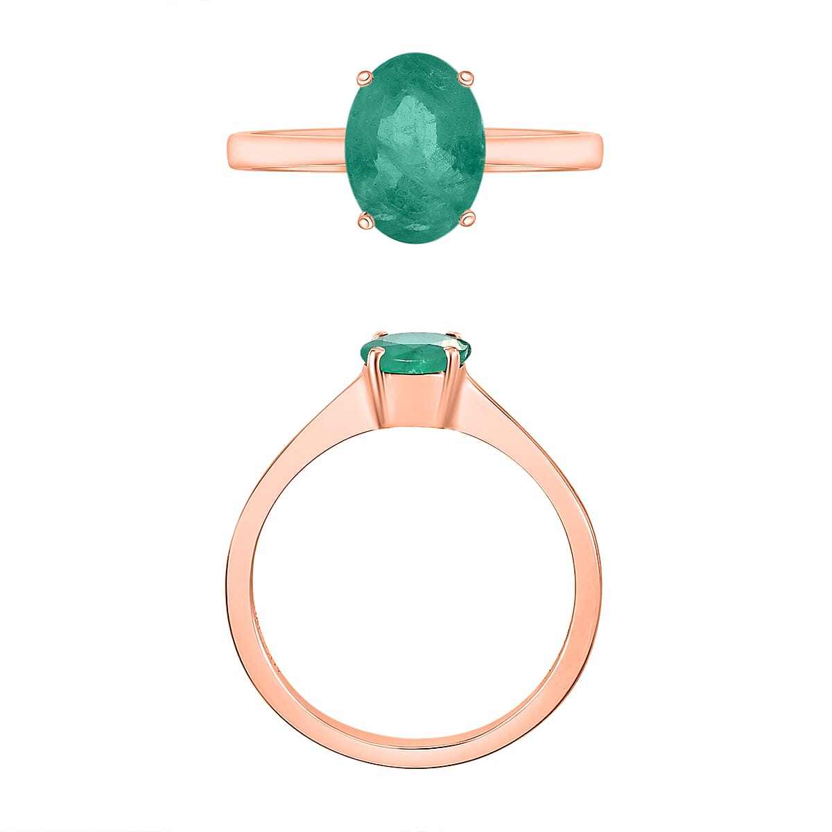 Kagem Zambian Emerald 1.20 ctw Solitaire Ring in Vermeil Rose Gold Over Sterling Silver (Size 8.5) (Del. in 10-12 Days) image number 3