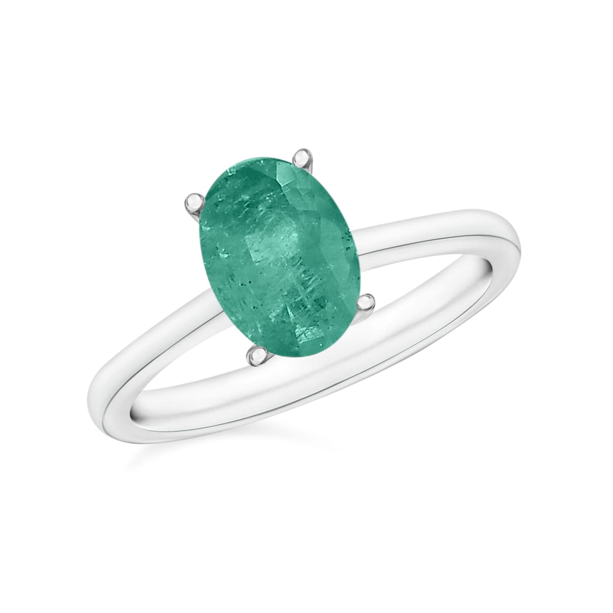 Luxoro 14K White Gold Premium Kagem Zambian Emerald Solitaire Ring (Size 8.0) 4 Grams 1.20 ctw image number 0