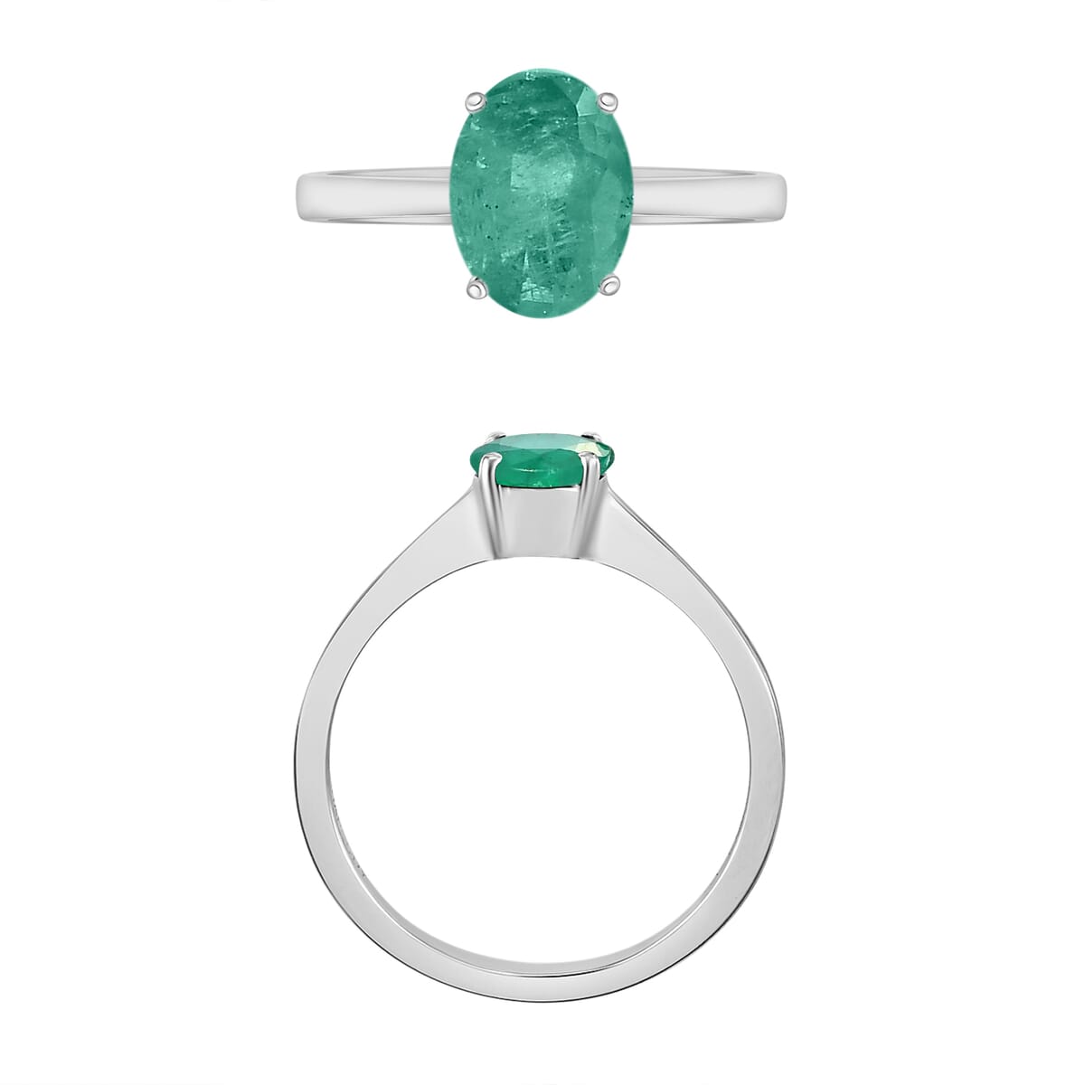 Luxoro 14K White Gold Premium Kagem Zambian Emerald Solitaire Ring (Size 8.0) 4 Grams 1.20 ctw image number 3