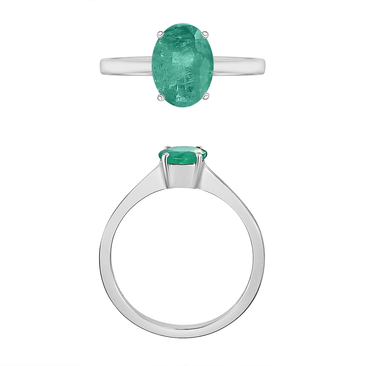 Luxoro 14K White Gold Premium Kagem Zambian Emerald Solitaire Ring (Size 12.0) 4 Grams 1.20 ctw (Del. in 10-12 Days) image number 3