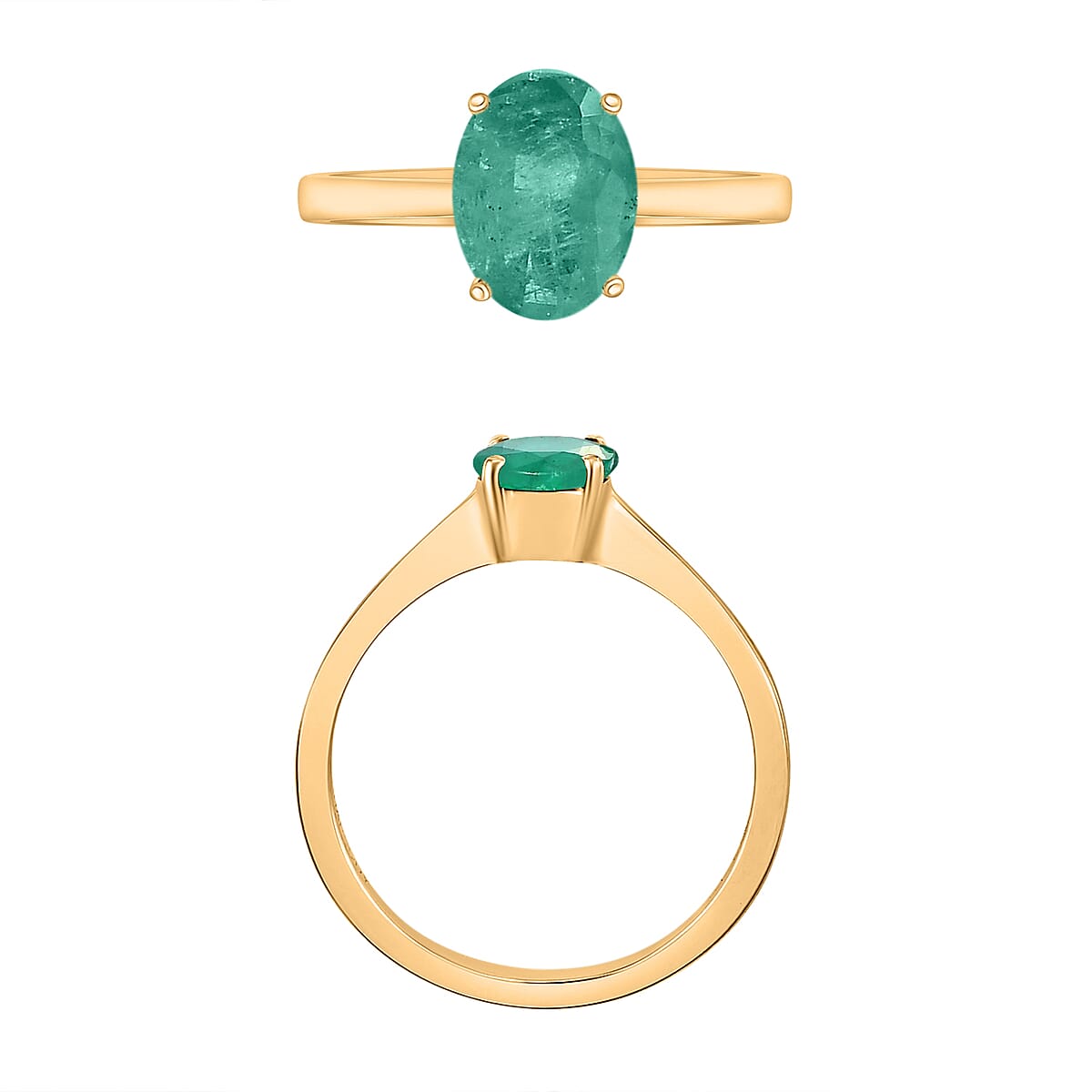 Luxoro 14K Yellow Gold Premium Kagem Zambian Emerald Solitaire Ring (Size 4.5) 4 Grams 1.20 ctw (Del. in 10-12 Days) image number 3