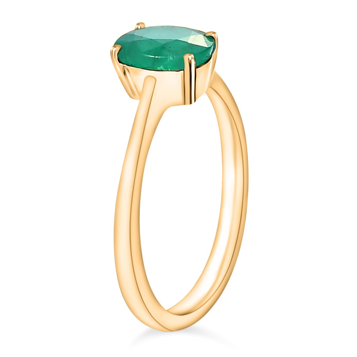 Luxoro 14K Yellow Gold Premium Kagem Zambian Emerald Solitaire Ring (Size 7.0) 4 Grams 1.20 ctw image number 2