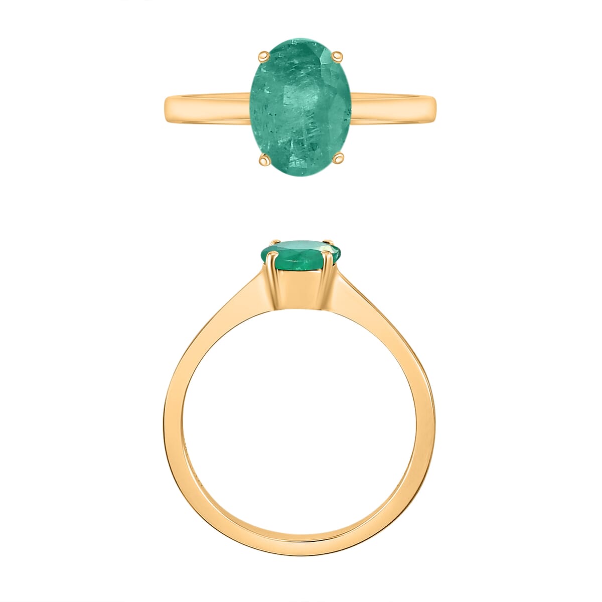 Luxoro 14K Yellow Gold Premium Kagem Zambian Emerald Solitaire Ring (Size 7.0) 4 Grams 1.20 ctw image number 3