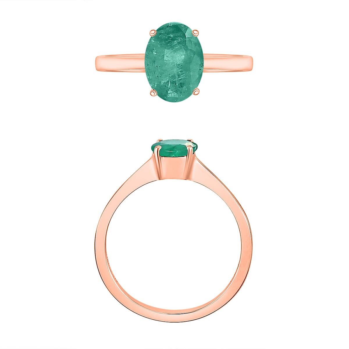Luxoro 14K Rose Gold Premium Kagem Zambian Emerald Solitaire Ring (Size 5.5) 4 Grams 1.20 ctw (Del. in 10-12 Days) image number 3
