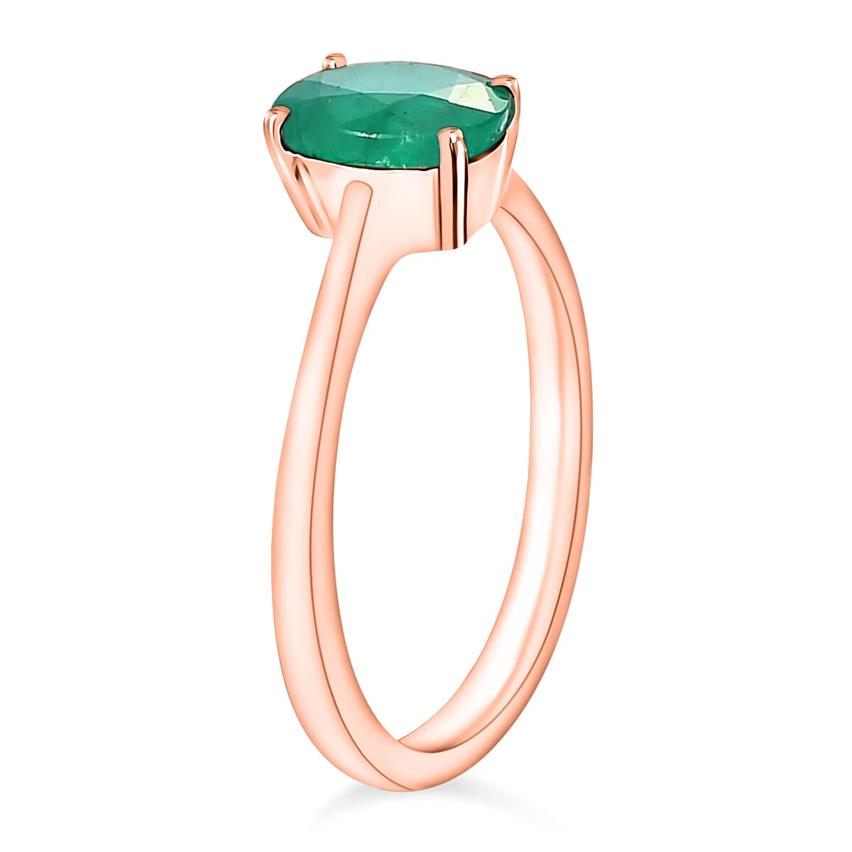 Luxoro 14K Rose Gold Premium Kagem Zambian Emerald Solitaire Ring (Size 8.0) 4 Grams 1.20 ctw (Del. in 10-12 Days) image number 2
