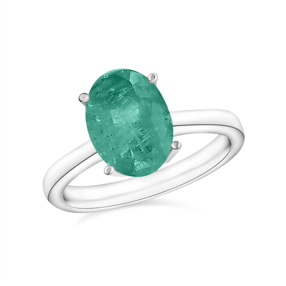 Luxoro 14K White Gold Premium Kagem Zambian Emerald Solitaire Ring (Size 12.0) 4 Grams 1.80 ctw image number 0