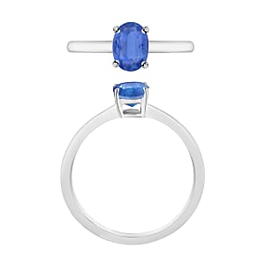 D'Joy Kanchanaburi Blue Sapphire 0.90 ctw Solitaire Ring in Platinum Over Sterling Silver (Size 8.5)
