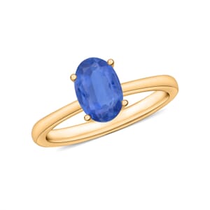 Kanchanaburi Blue Sapphire 0.90 ctw Solitaire Ring in Vermeil Yellow Gold Over Sterling Silver (Size 4.0)