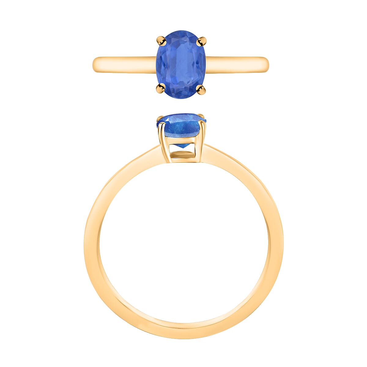 D'Joy Kanchanaburi Blue Sapphire 0.90 ctw Solitaire Ring in Vermeil Yellow Gold Over Sterling Silver (Size 7.0) (Del. in 10-12 Days) image number 3