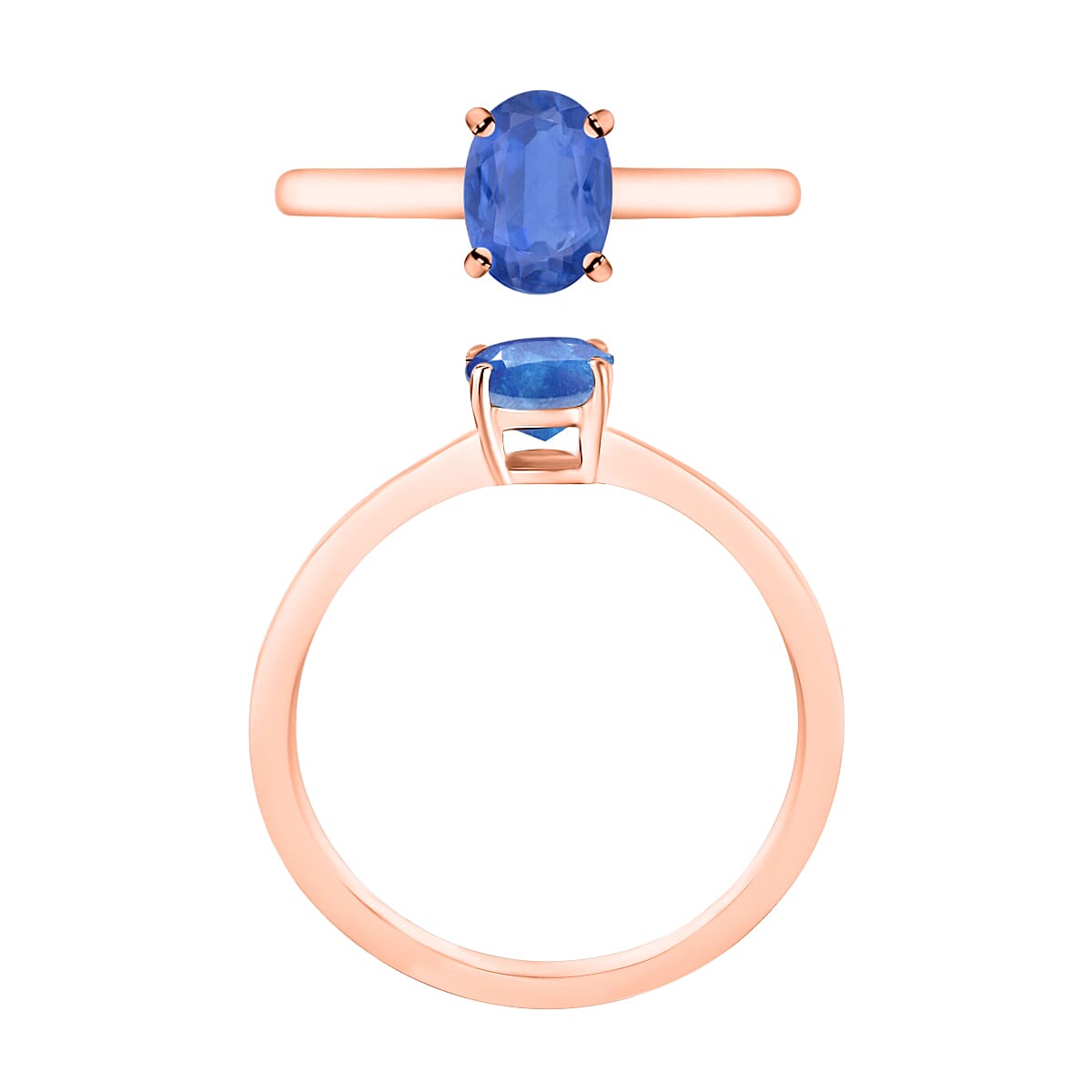 Kanchanaburi Blue Sapphire 0.90 ctw Solitaire Ring in Vermeil Rose Gold Over Sterling Silver (Size 4.5) (Del. in 10-12 Days) image number 3
