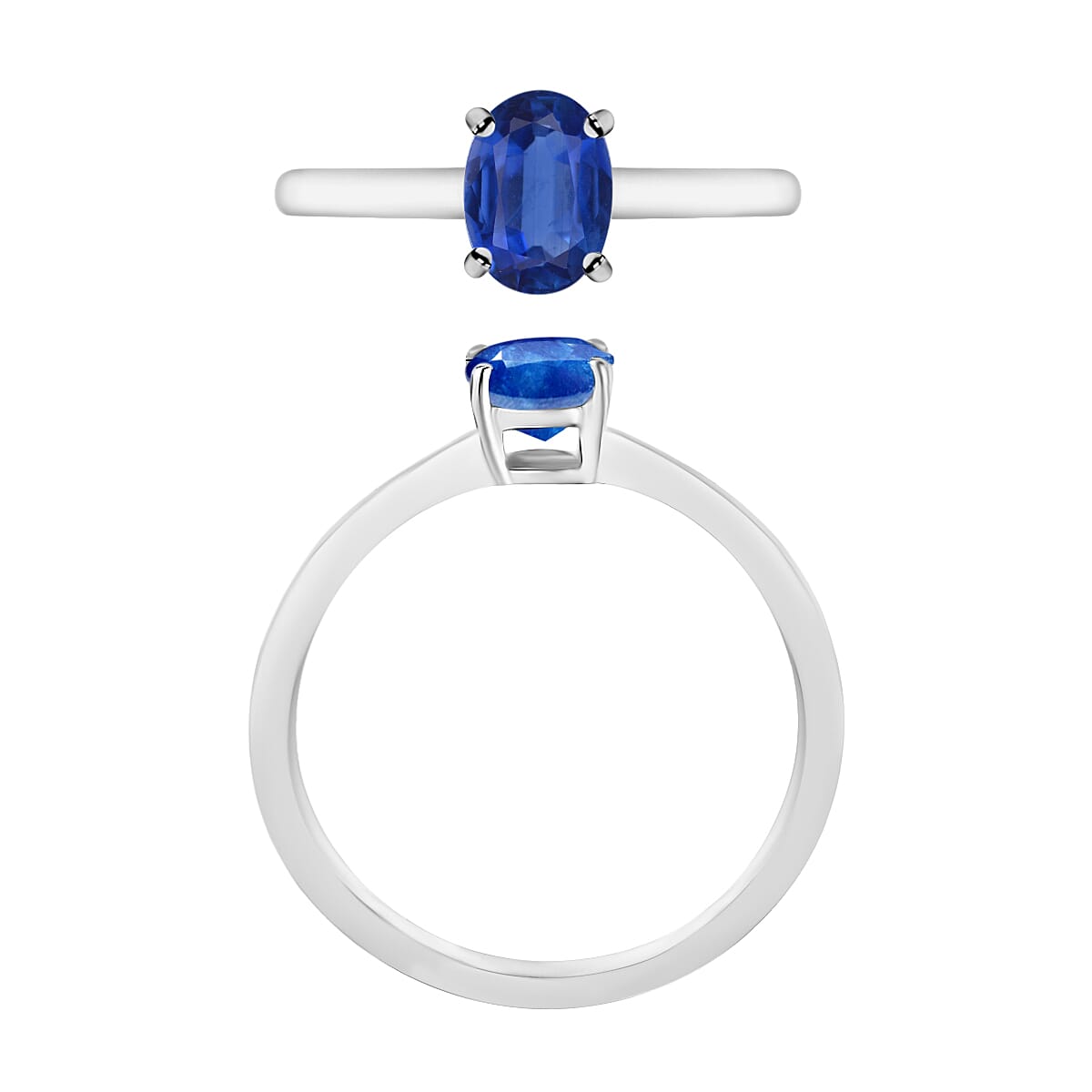 Luxoro 14K White Gold Premium Kanchanaburi Blue Sapphire Solitaire Ring (Size 4.5) 4 Grams 0.90 ctw image number 3