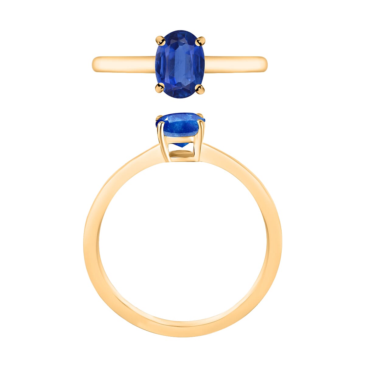 Luxoro 14K Yellow Gold Premium Kanchanaburi Blue Sapphire Solitaire Ring (Size 8.0) 4 Grams 0.90 ctw image number 3