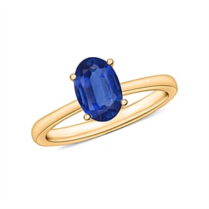 Luxoro 14K Yellow Gold Premium Kanchanaburi Blue Sapphire Solitaire Ring (Size 11.5) 4 Grams 0.90 ctw