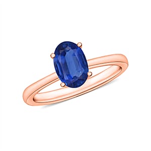 Luxoro 14K Rose Gold Premium Kanchanaburi Blue Sapphire Solitaire Ring (Size 7.5) 4 Grams 0.90 ctw