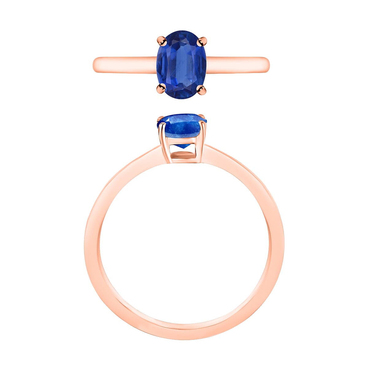 Luxoro 14K Rose Gold Premium Kanchanaburi Blue Sapphire Solitaire Ring (Size 7.5) 4 Grams 0.90 ctw image number 3