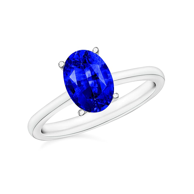 Rhapsody 950 Platinum AAAA Ceylon Blue Sapphire Solitaire Ring (Size 4.0) 5 Grams 0.90 ctw
