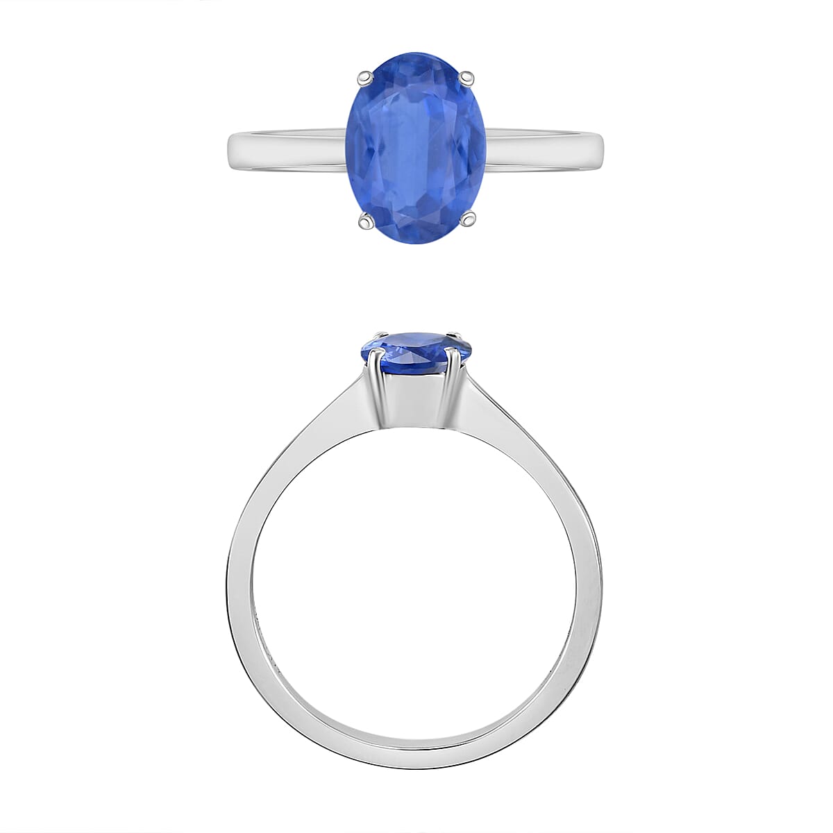 Kanchanaburi Blue Sapphire Solitaire Ring in Platinum Over Sterling Silver (Size 10.5) 1.80 ctw (Del. in 10-12 Days) image number 3