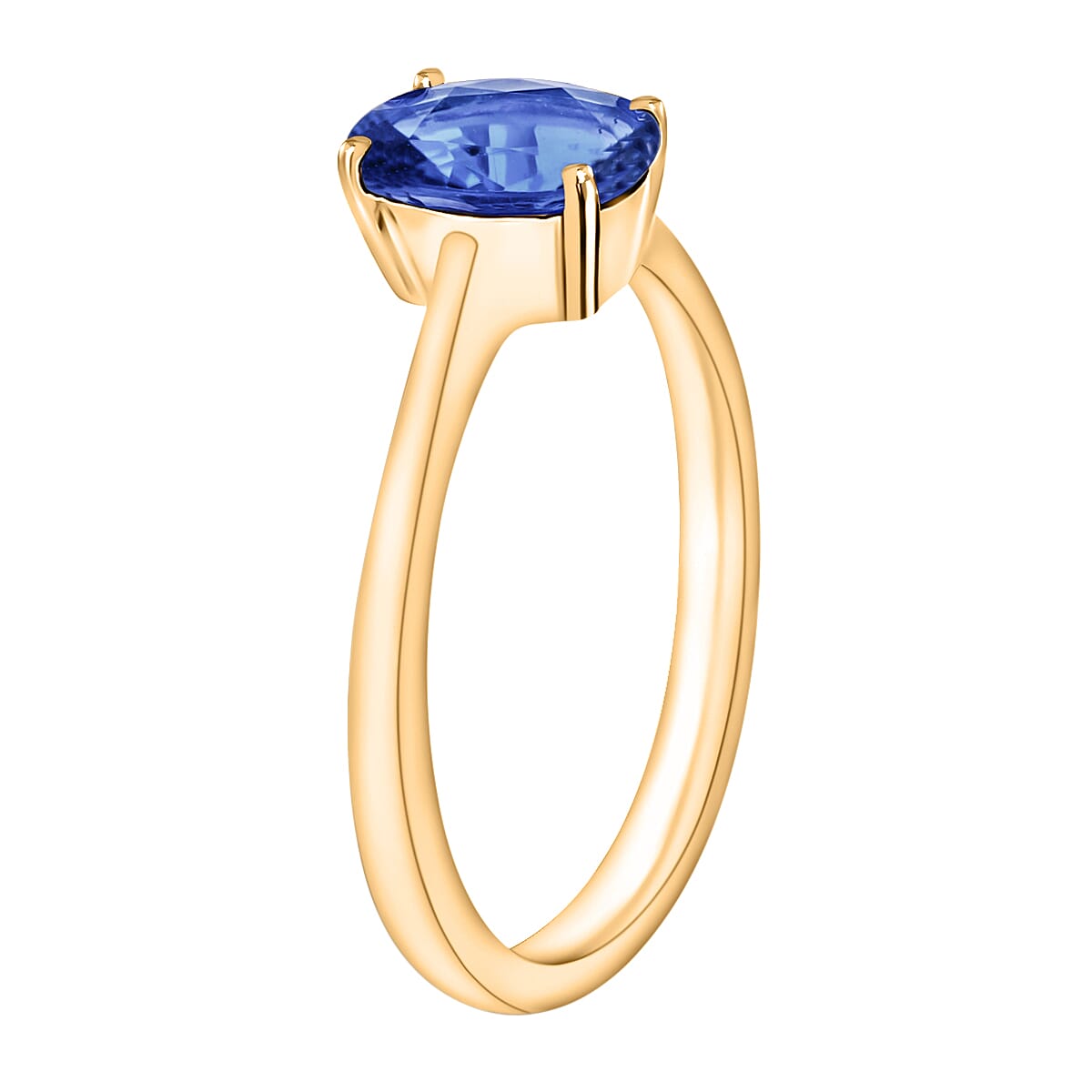 Kanchanaburi Blue Sapphire Solitaire Ring in Vermeil Yellow Gold Over Sterling Silver (Size 4.0) 1.80 ctw (Del. in 10-12 Days) image number 2