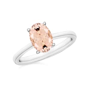 Pink Morganite 1.40 ctw Solitaire Ring in Platinum Over Sterling Silver (Size 4.0)