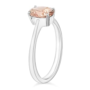 Pink Morganite 1.40 ctw Solitaire Ring in Platinum Over Sterling Silver (Size 4.0) (Del. in 10-12 Days)