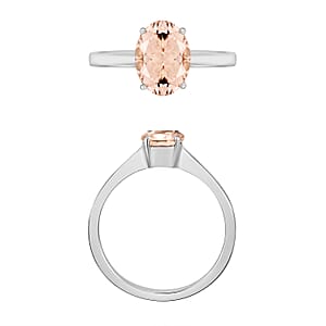Pink Morganite 1.40 ctw Solitaire Ring in Platinum Over Sterling Silver (Size 4.0) (Del. in 10-12 Days)