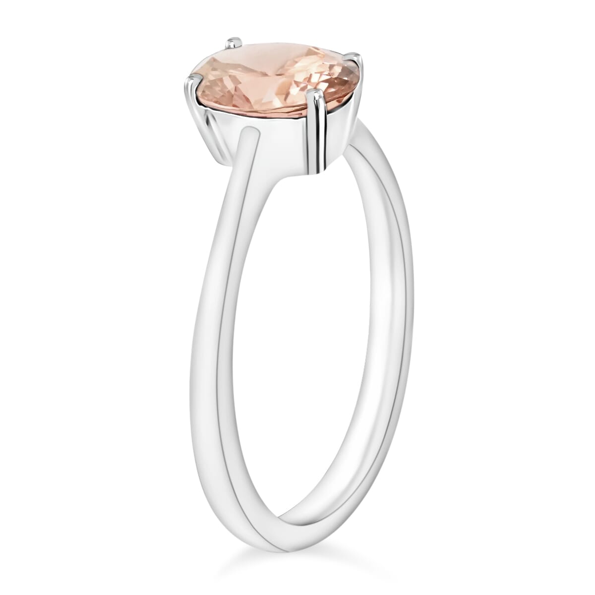 Pink Morganite 1.40 ctw Solitaire Ring in Platinum Over Sterling Silver (Size 7.0) image number 2