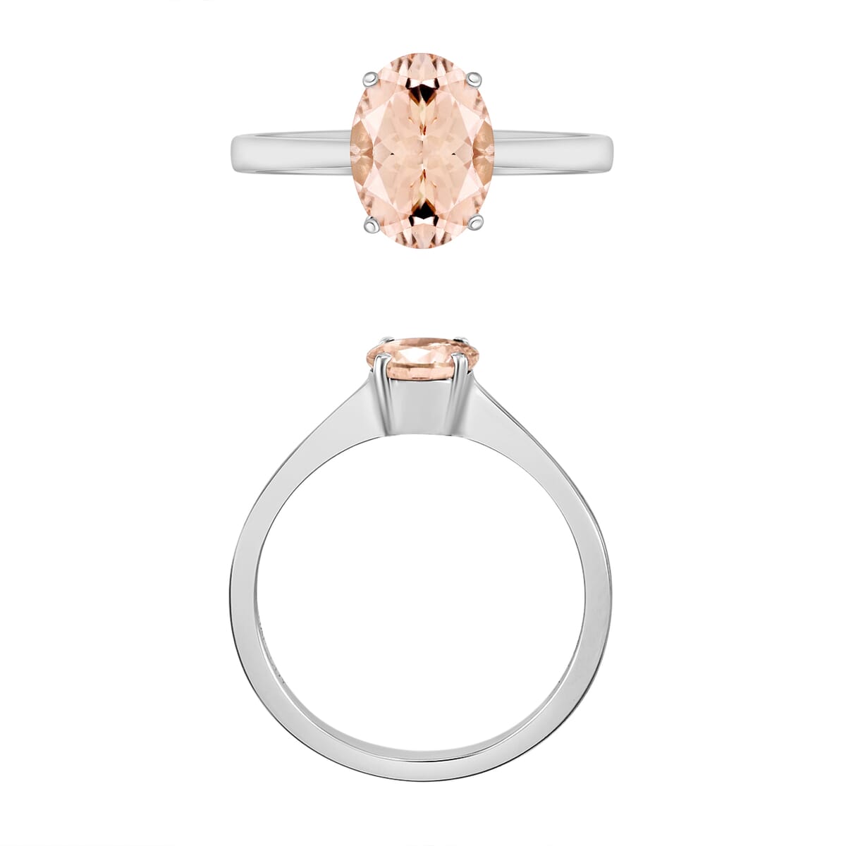 Pink Morganite 1.40 ctw Solitaire Ring in Platinum Over Sterling Silver (Size 7.0) image number 3