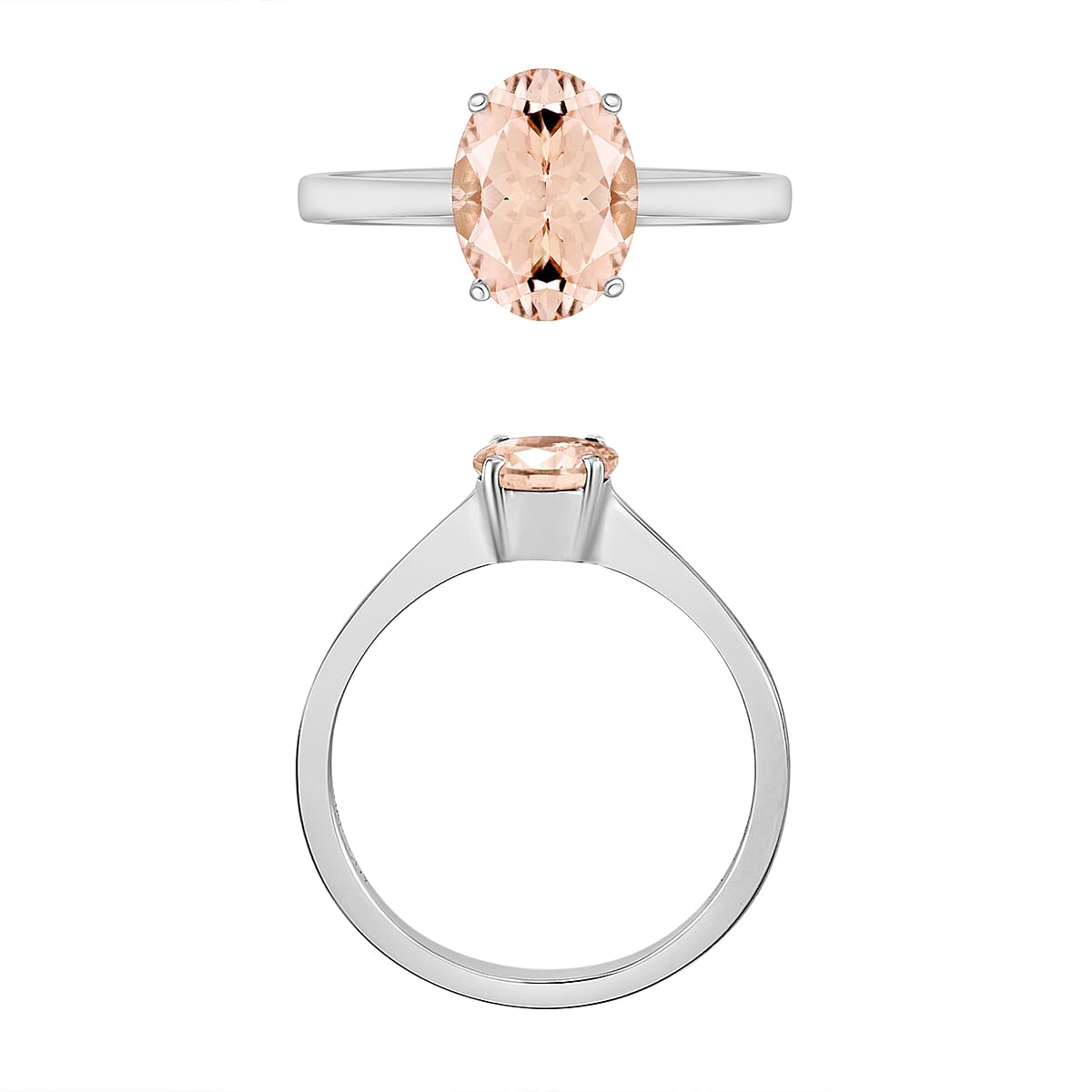 Pink Morganite 1.40 ctw Solitaire Ring in Platinum Over Sterling Silver (Size 11.5) (Del. in 10-12 Days) image number 3