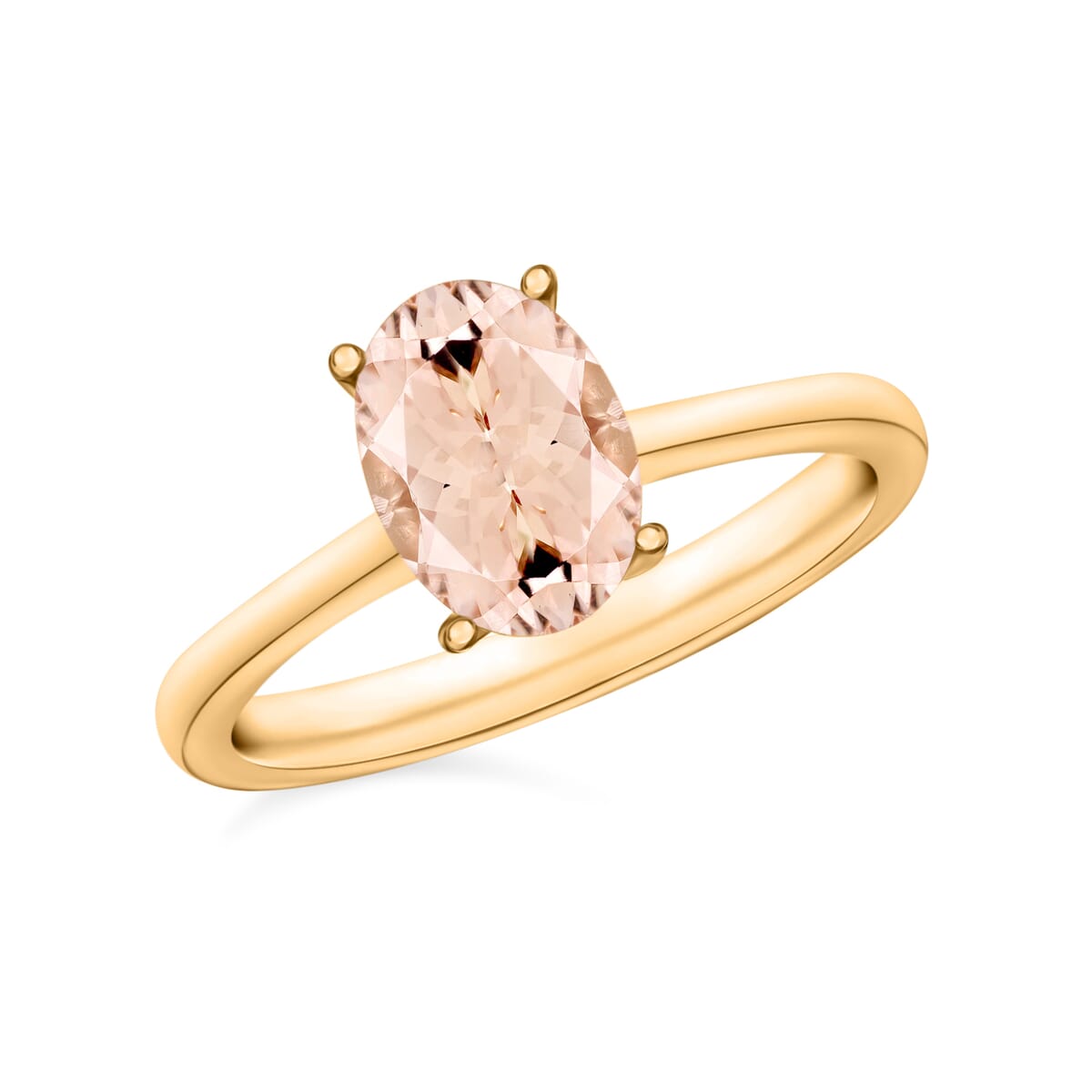 Pink Morganite 1.40 ctw Solitaire Ring in Vermeil Yellow Gold Over Sterling Silver (Size 7.5) image number 0
