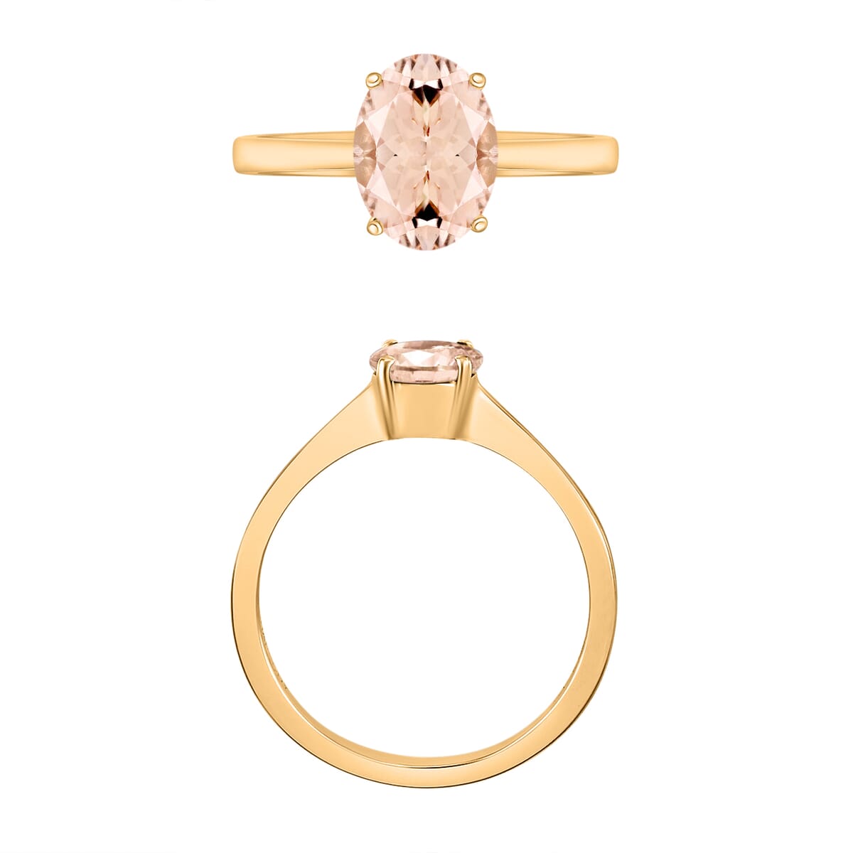 Pink Morganite 1.40 ctw Solitaire Ring in Vermeil Yellow Gold Over Sterling Silver (Size 7.5) image number 3