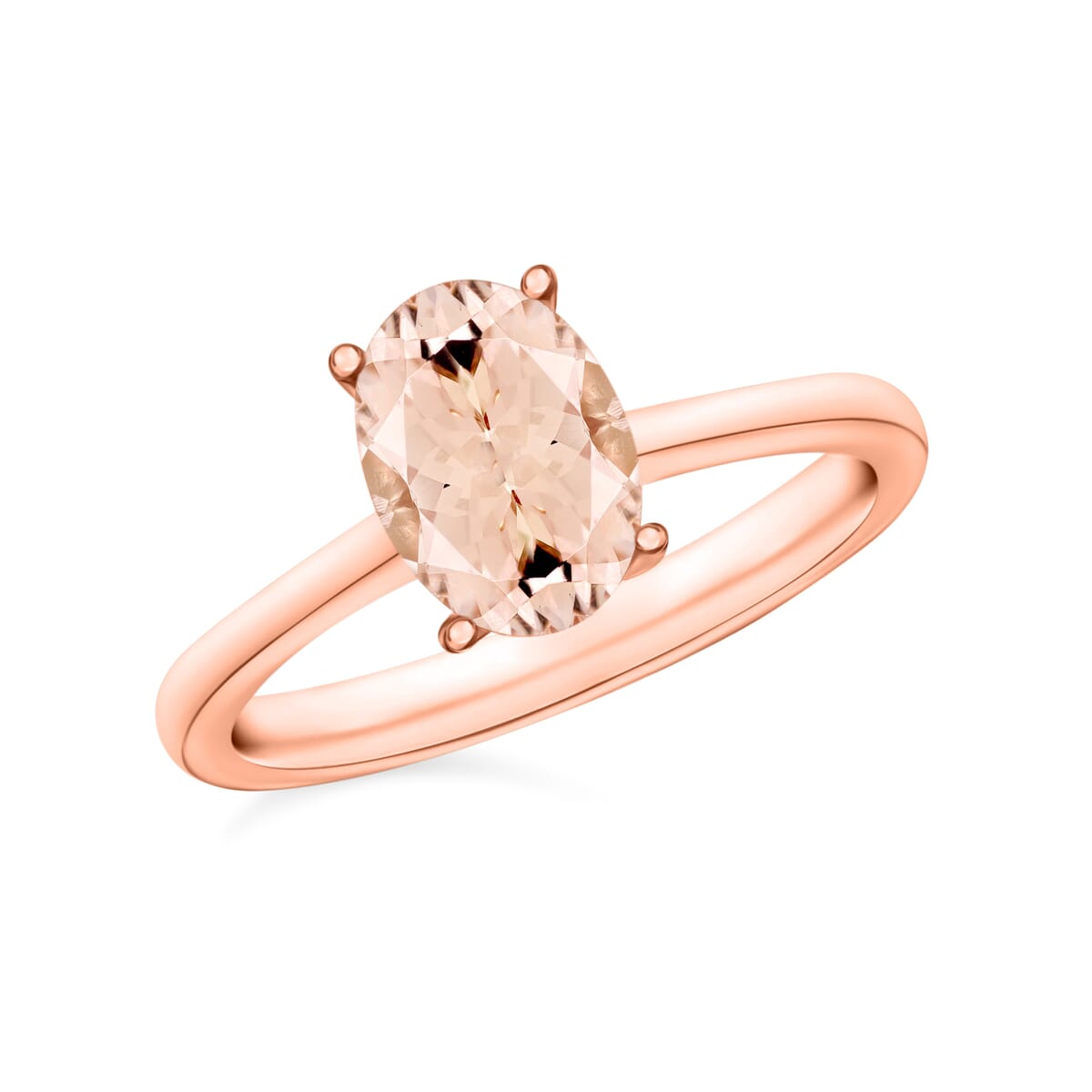 Pink Morganite 1.40 ctw Solitaire Ring in Vermeil Rose Gold Over Sterling Silver (Size 9.0) image number 0