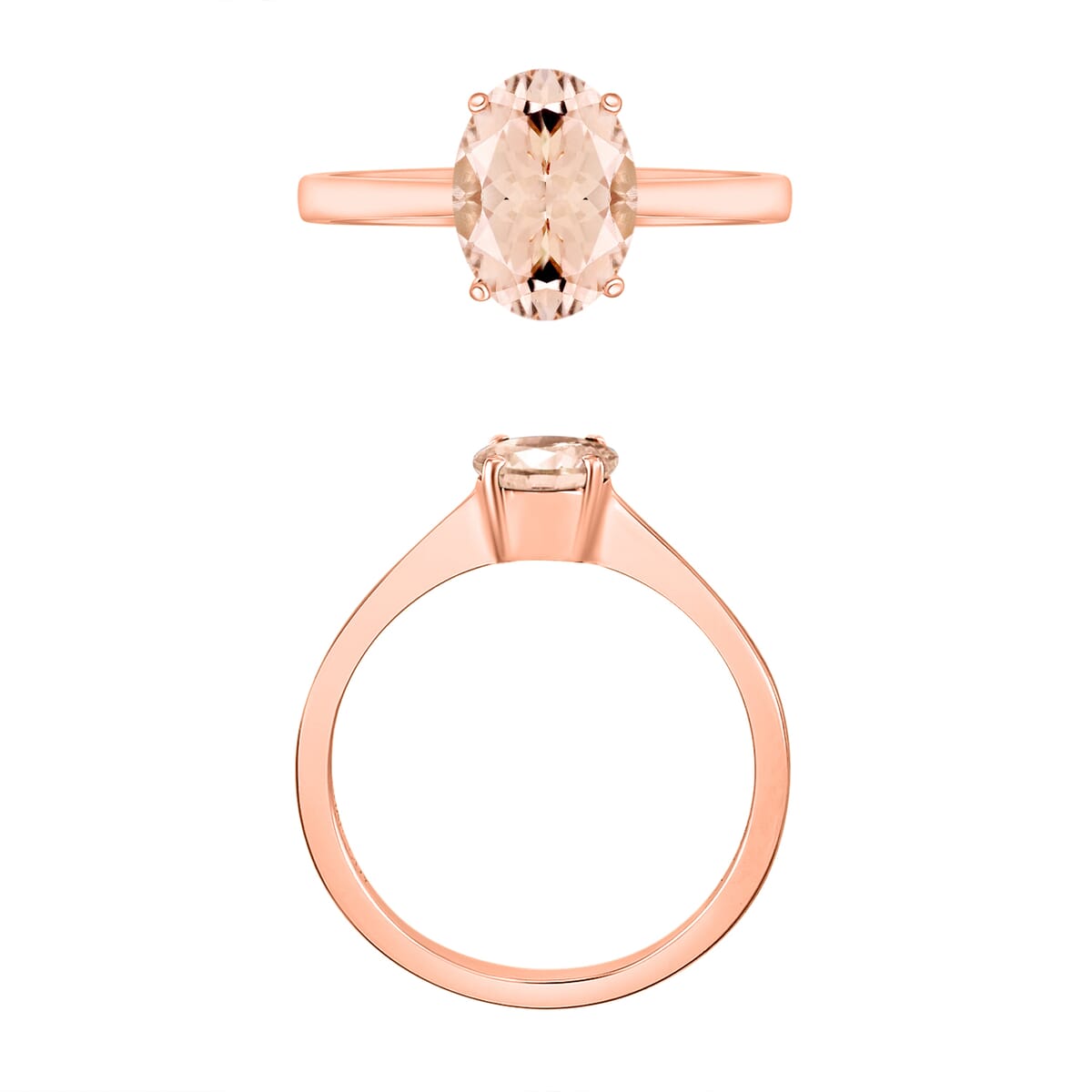 Pink Morganite 1.40 ctw Solitaire Ring in Vermeil Rose Gold Over Sterling Silver (Size 9.0) image number 3