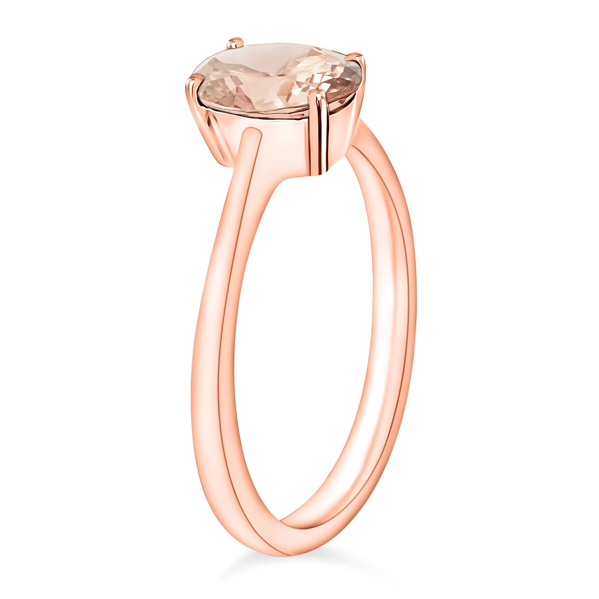 Pink Morganite 1.40 ctw Solitaire Ring in Vermeil Rose Gold Over Sterling Silver (Size 11.0) (Del. in 10-12 Days) image number 2