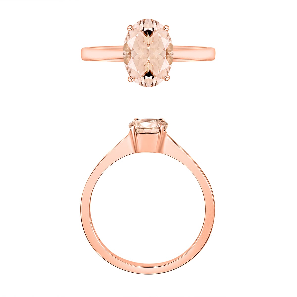 Pink Morganite 1.40 ctw Solitaire Ring in Vermeil Rose Gold Over Sterling Silver (Size 11.0) (Del. in 10-12 Days) image number 3