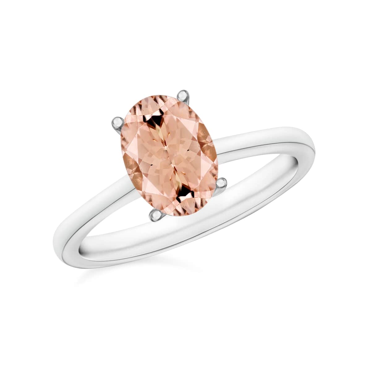 Luxoro 14K White Gold Premium Pink Morganite Solitaire Ring (Size 6.5) 1.40 ctw image number 0