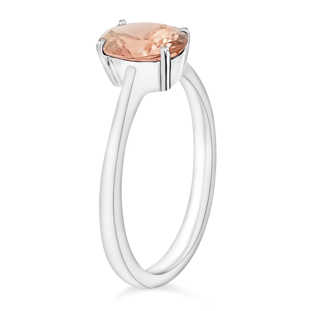 Luxoro 14K White Gold Premium Pink Morganite Solitaire Ring (Size 6.5) 1.40 ctw image number 2