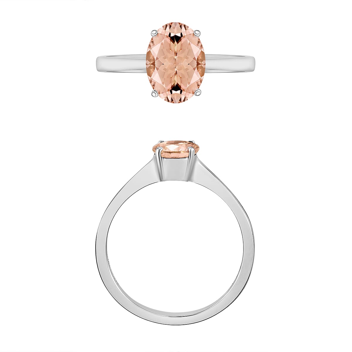Luxoro Premium Pink Morganite 1.40 ctw Solitaire Ring in 14K White Gold (Size 7.5) image number 3